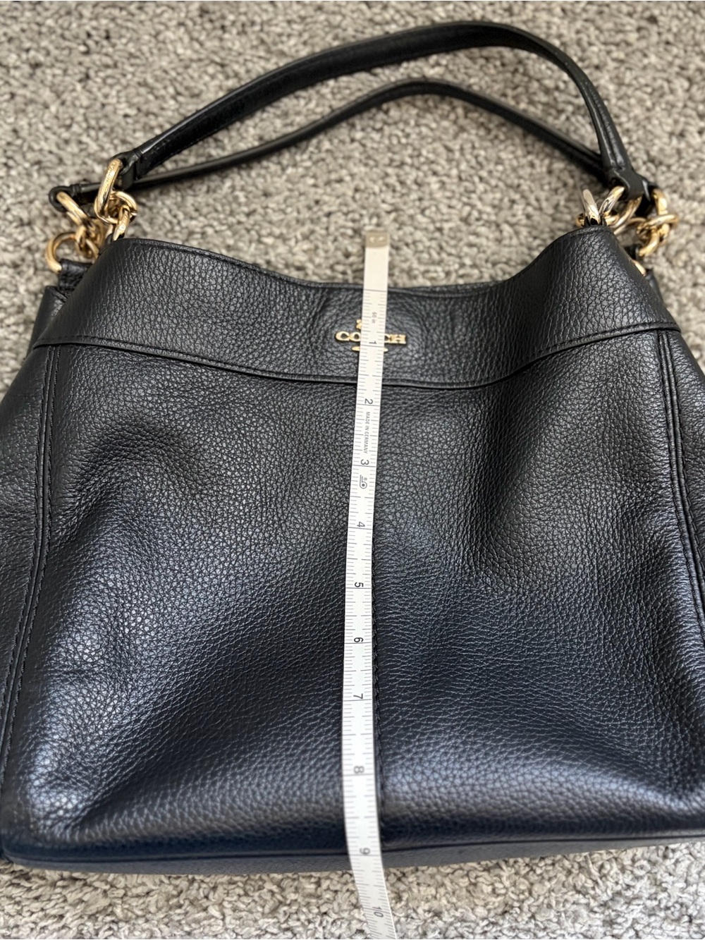 Coach Black Pebble Leather Hobo Shoulder Bag with Gold Hardware - Picture 7 of 11